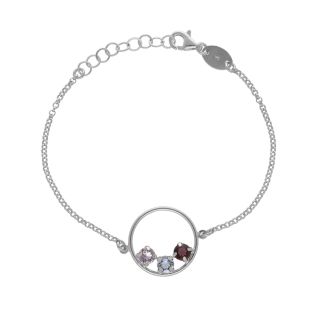 PULSERA VICTORIA CRUZ PLATA CIRCULO MULTICOLOR