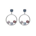PENDIENTES VICTORIA CRUZ PLATA CIRCULO MULTICOLOR