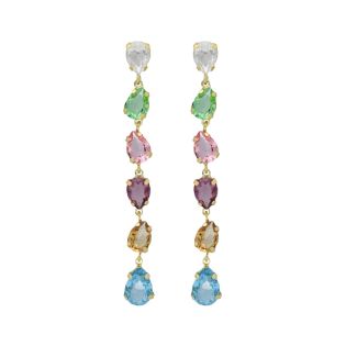 PENDIENTES VICTORIA CRUZ PLATA  IRREGULARES  LAGRIMAS MULTICOLOR