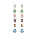 PENDIENTES VICTORIA CRUZ PLATA  IRREGULARES  LAGRIMAS MULTICOLOR