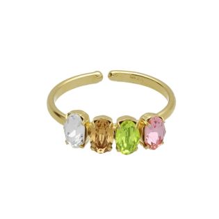 SORTIJA VICTORIA CRUZ PLATA 4 M INI OVALES MULTICOLOR