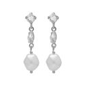 PENDIENTES VICTORIA CRUZ PLATA DE LEY CORTOS MARQUESAS CRYSTAL Y PERLA