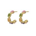 PENDIENTES VICTORIA CRUZ PLATA DE LEY CHAPADA MULTICOLOR