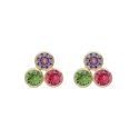 PENDIENTES VICTORIA CRUZ BOTÓN BOM DIA CON CRISTAL MULTICOLOR EN PLATA BAÑO DE ORO 