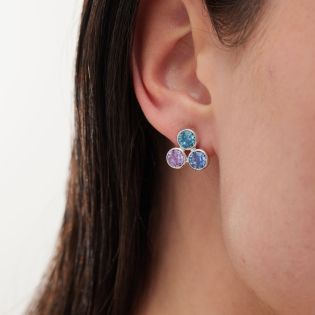 PENDIENTES VICTORIA CRUZ PLATA DE LEY CRISTAL MULTICOLOR