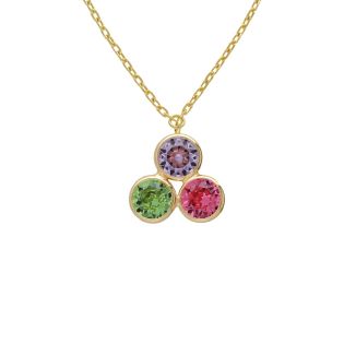 COLGANTE VICTORIA CRUZ BOM DIA CON CRISTAL MULTICOLOR EN PLATA BAÑO ORO 