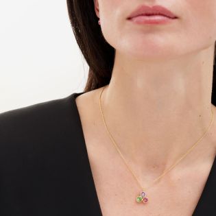 COLGANTE VICTORIA CRUZ BOM DIA CON CRISTAL MULTICOLOR EN PLATA BAÑO ORO 