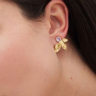 PENDIENTES VICTORIA CRUZ PLATA DE LEY CHAPADA CRISTAL COLOR