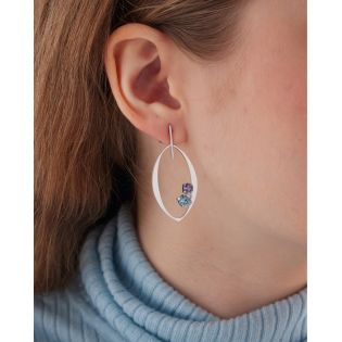 PENDIENTES VICTORIA CRUZ PLATA DE LEY RODIADA CRISTAL COLOR