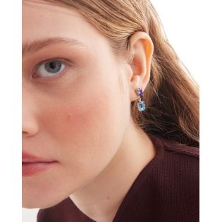 PENDIENTES VICTORIA CRUZ PLATA DE LEY RODIADA CRISTAL COLOR
