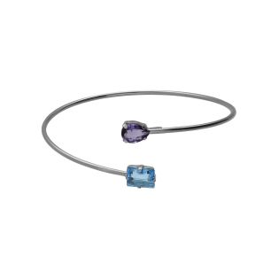 PULSERA VICTORIA CRUZ PLATA DE LEY RODIADA CRISTAL AGUAMARINE