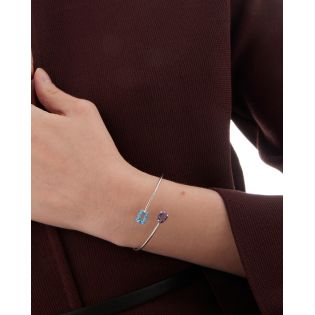 PULSERA VICTORIA CRUZ PLATA DE LEY RODIADA CRISTAL AGUAMARINE
