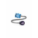 SORTIJA VICTORIA CRUZ PLATA DE LEY RODIADA AJUSTABLE CRISTAL BLUE