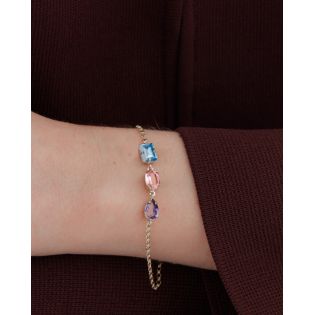 PULSERA VICTORIA CRUZ PLATA RODIADA CRISTAL COLOR