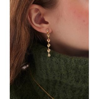 PENDIENTES VICTORIA CRUZ PLATA DE LEY CHAPADA CRISTAL COLOR