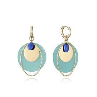 PENDIENTES VOCERY ACERO IP DORADO ACRILICO VERDE SRA
