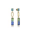 PENDIENTES VICEROY SEÑORA ACERO IP DORADO CRISTALES VERDES Y AZULES 