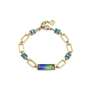 PULSERA VICEROY ACERO IP DORADO SEÑORA CRISTALES AZUL/VERDE