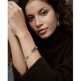 PULSERA VICEROY ACERO IP DORADO SEÑORA CRISTALES AZUL/VERDE