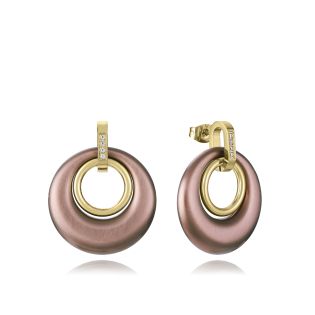 PENDIENTES VICEROY ACERO IP DORADO Y MARRÓN CIRCONITAS 