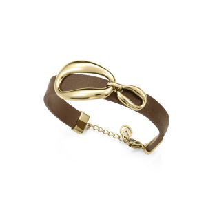 PULSERA VICEROY FASHION SEÑORA ACERO IP DORADO Y PIEL MARRON 