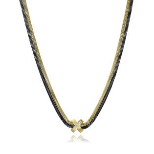 COLGANTE VICEROY ACERO IP NEGRO Y DORADO CIRCONITAS 