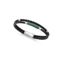 PULSERA VICEROY FASHION CABALLERO ACERO PIEL Y CORDÓN NEGRO/VERDE