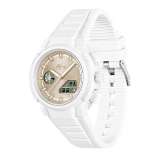 RELOJ LACOSTE SRA ANALOGICO DIG. CAUCHO BLANCO ESF COBRE