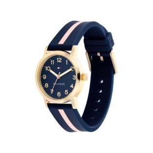 RELOJ TOMMY HILFIGER NIÑA CAJA DORADA CORREA AZUL Y ROSA