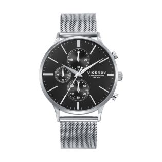 RELOJ VICEROY CABALLERO ARMIS ACERO MALLA ESF. NEGRA CRONOGRAFO 