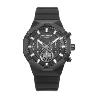 RELOJ VICEROY CAB ACERO CRONOGRAFO IP NEGRO CORREA CAUCHO NEGRA NEO
