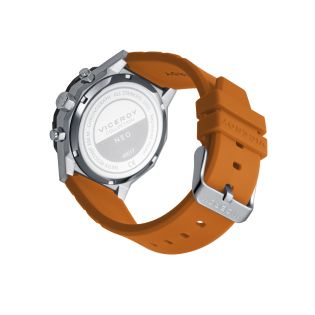 RELOJ VICEROY CAB ACERO CRONOGRAFO IP NEGRO CORREA CAUCHO NARANJA NEO