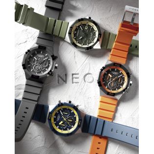 RELOJ VICEROY CAB ACERO CRONOGRAFO IP NEGRO CORREA CAUCHO NARANJA NEO