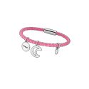 PULSERA LOTUS STYLE SRA ACERO CUERO ROSA TRENZADO