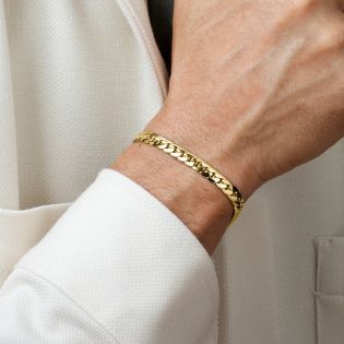 PULSERA LOTUS STYLE CABALLERO ACERO IP DORADO 