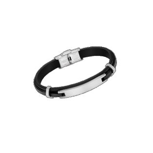 PULSERA LOTUS STYLE CAB ACERO CUERO