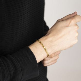 PULSERA LOTUS STYLE CABALLERO ACERO IP DORADO MATE 