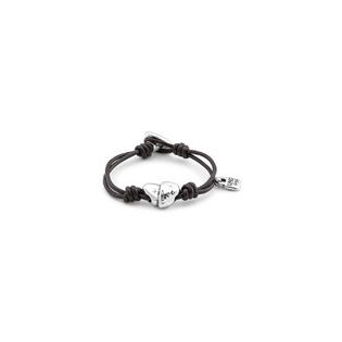 PULSERA UNODE50 CUERO Y METAL CUPIDO