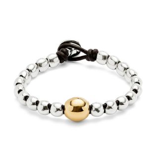 PULSERA UNODE50 SER INTREPIDA CUERO Y BOLAS 20 MICRAS