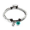 PULSERA UNODE50 SER FASCINANTE CUERO Y BOLAS 20  MICRAS