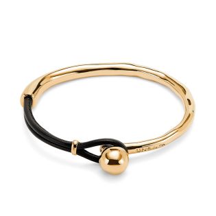 PULSERA UNODE50 SER INTRÉPIDA CUERO Y METAL CHAPADO ORO 