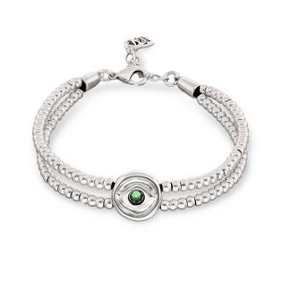 PULSERA UNODE50 SER INTUITIVA CUERO BOLAS DOBLE 20 MICRAS