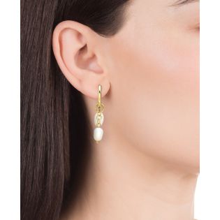 PENDIENTES VICEROY ARO ACERO DORADO CADENA PERLA