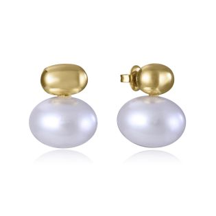 PENDIENTES VICEROY FASHION ACERO IP DORADO Y PERLA SINT. 