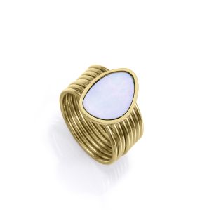 SORTIJA VICEROY SEÑORA ACERO IP DORADO MADRE PERLA MULTIPLES ANILLOS 