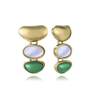 PENDIENTES VICEROY FASHION ACERO IP DORADO PIEDRA VERDE DESMONTABLES 