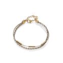 PULSERA VICEROY ACERO DORADO PIEL BLANCA