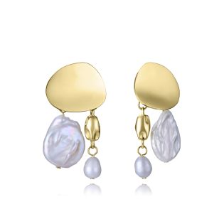PENDIENTES VICEROY SEÑORA ACERO IP DORADO PERLA NATURAL 