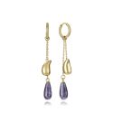 PENDIENTES VICEROY ACERO IP DORADO PIEDRA NATURAL MORADA GOTAS