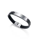PULSERA VICEROY PLACA DE ACERO Y PIEL NEGRA CAB FASHION